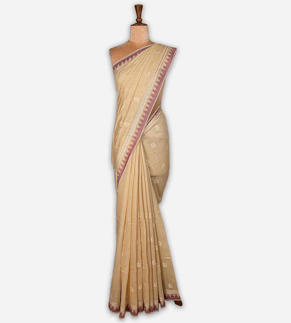 Beige Moonga Tussar Saree