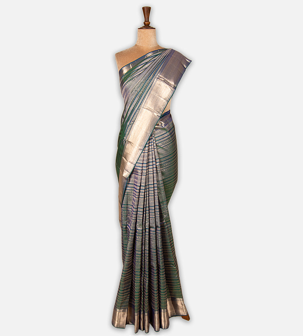 Peacock Blue Kanchipuram Silk Saree