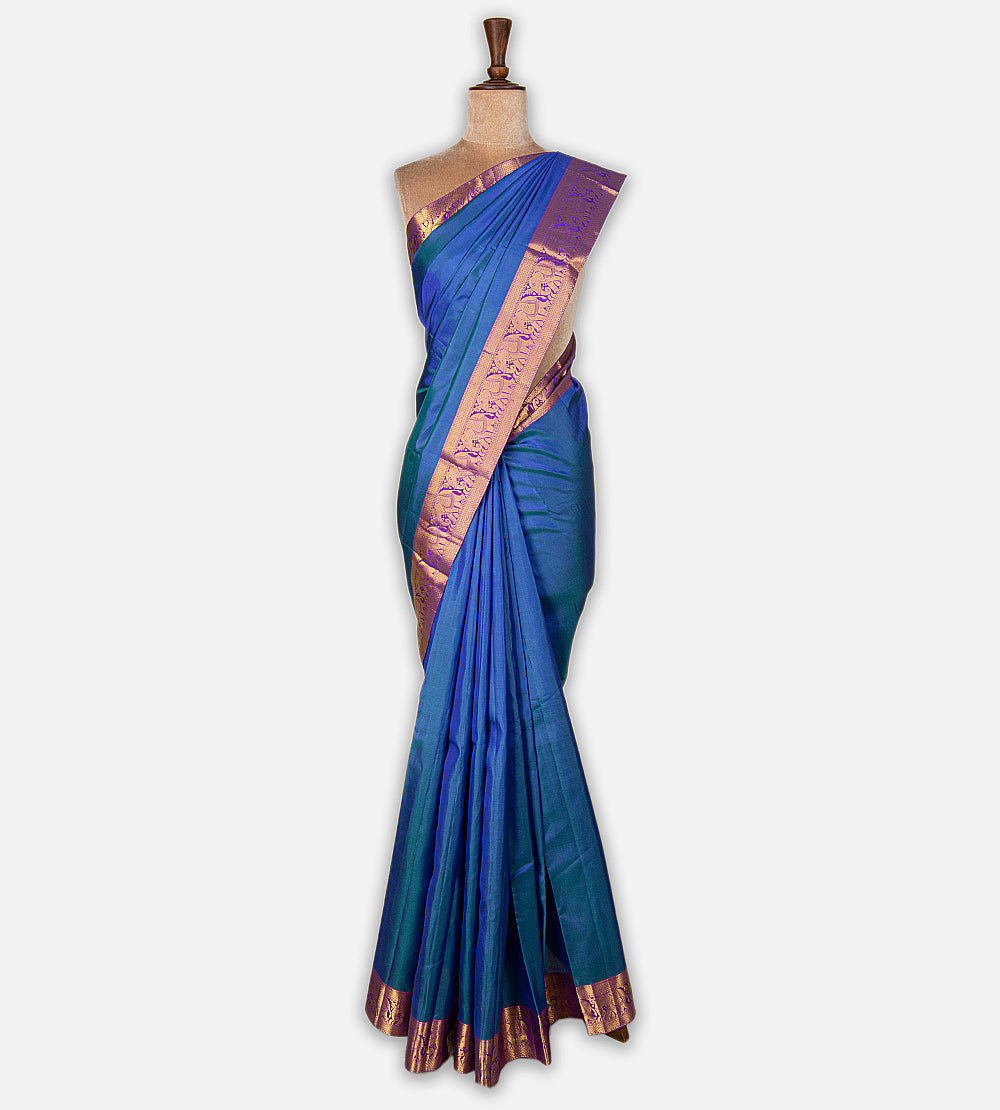 Peacock Blue Soft Silk Saree