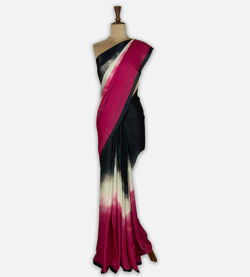 Multicolour Satin Crepe Saree