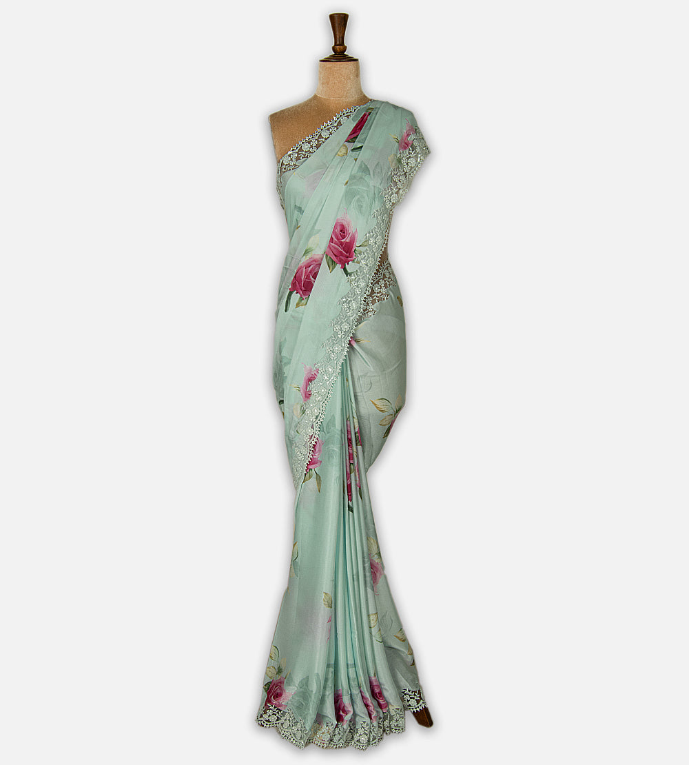 Pastel Blue Chiffon Saree