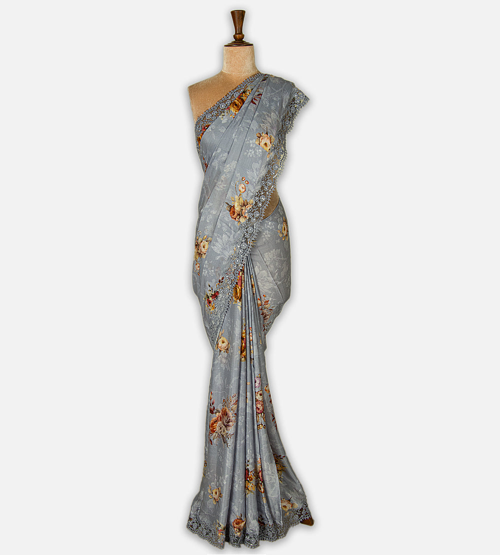 Grey Chiffon Saree