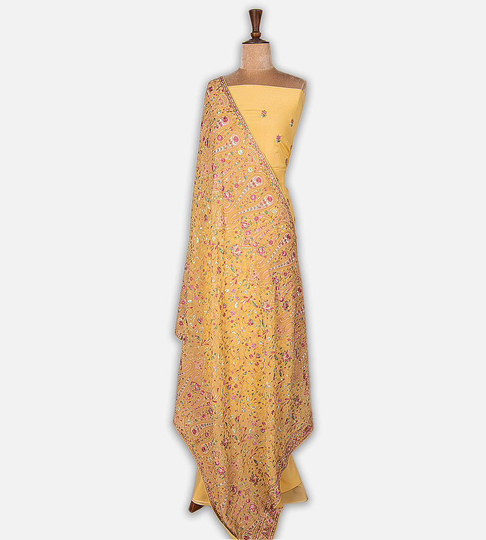Yellow Banarasi Crepe Salwar
