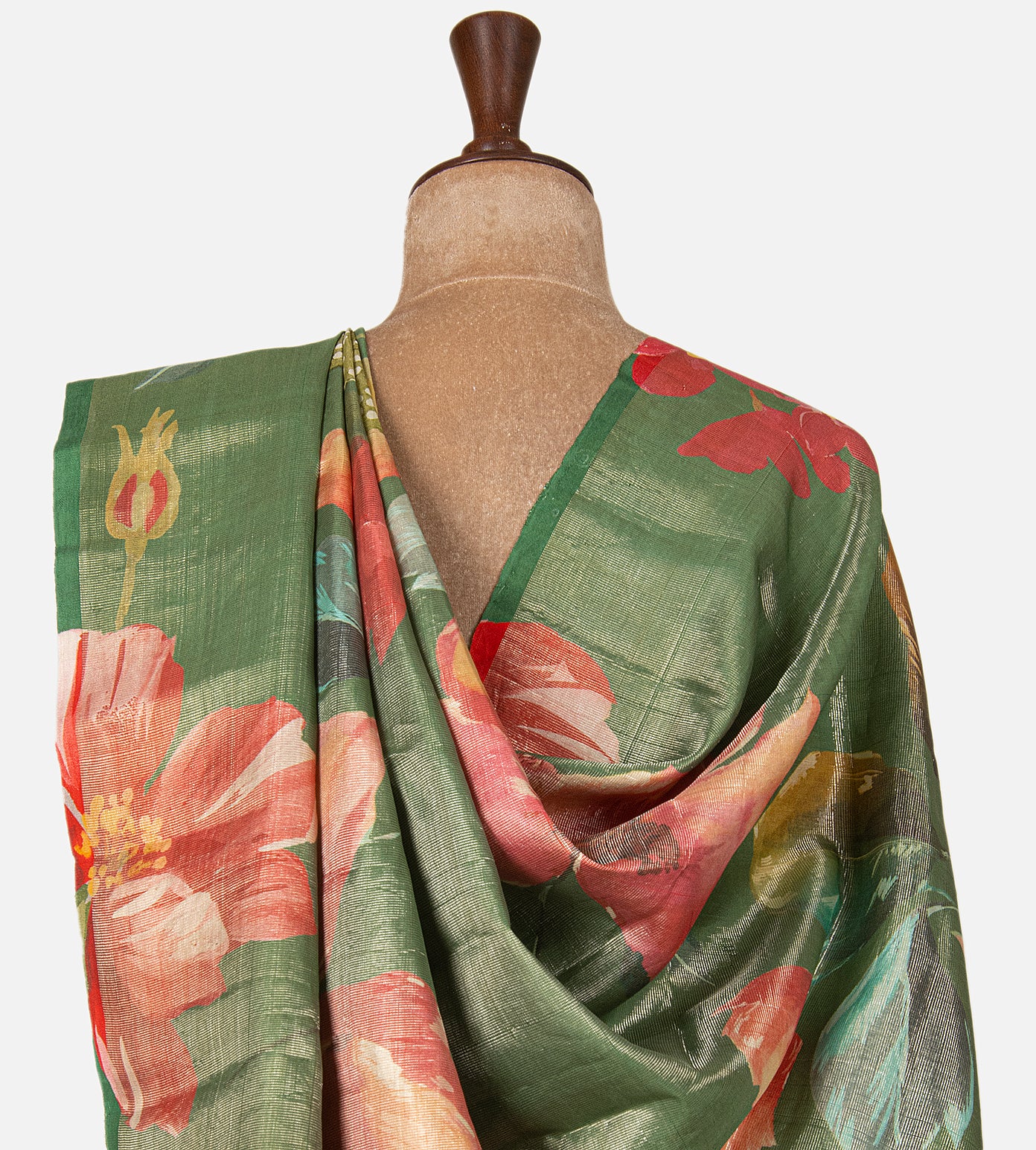 Olive Green Kanchipuram Silk Saree