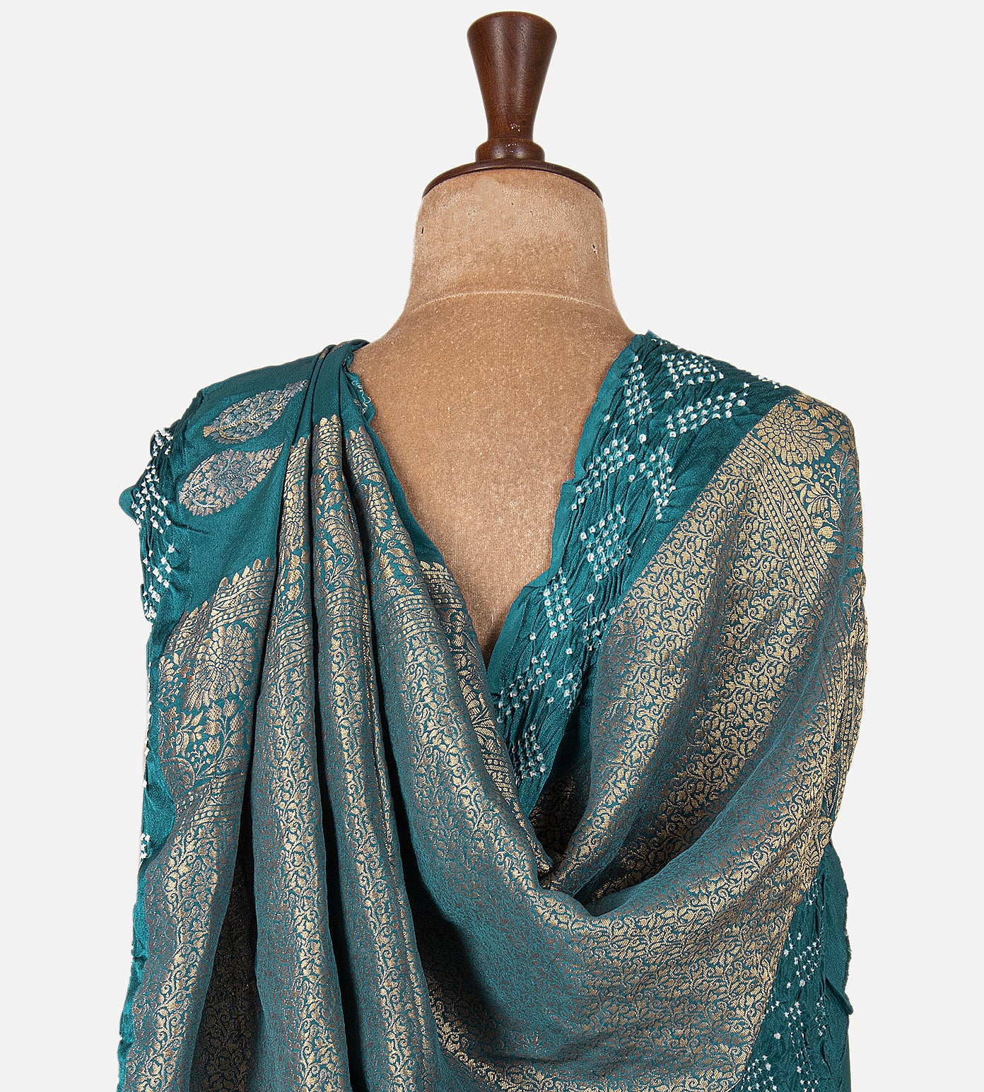 Blue Bandhani Mysore Crepe Saree