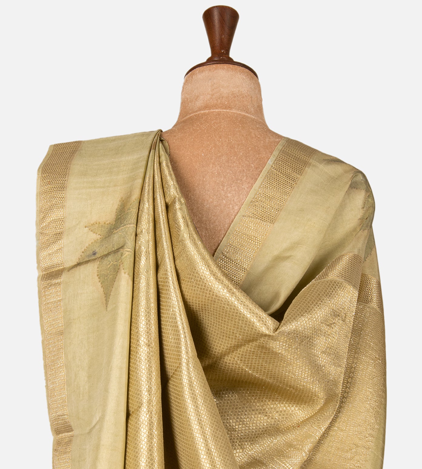 Green Eco-printed Kanchipuram Silk Saree