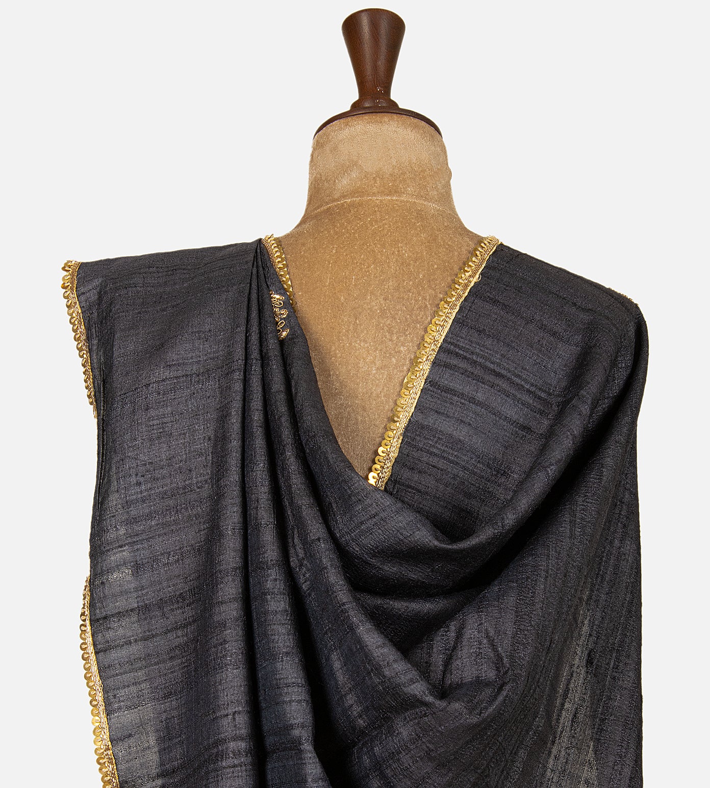 Black Tussar Zardozi Hand Embroidery Saree
