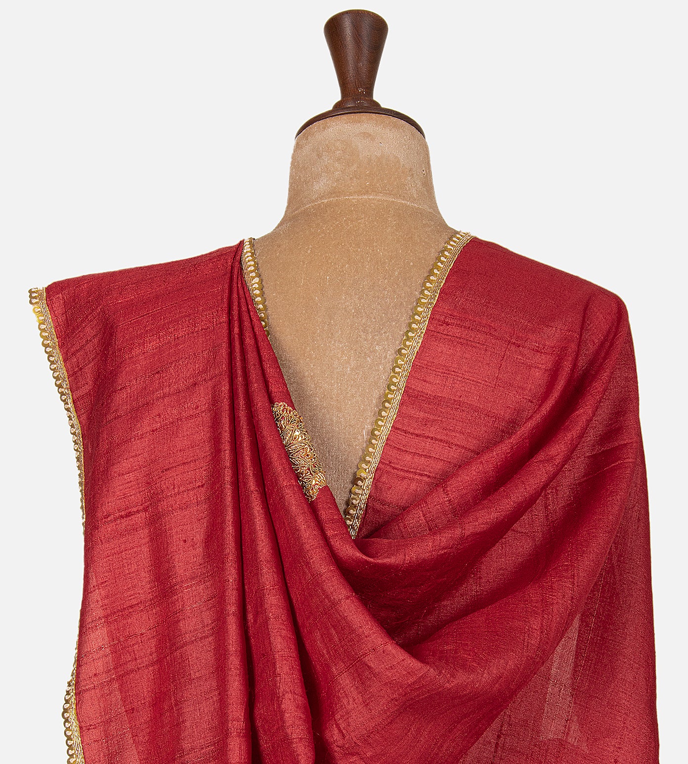 Red Tussar Zardozi Hand Embroidery Saree