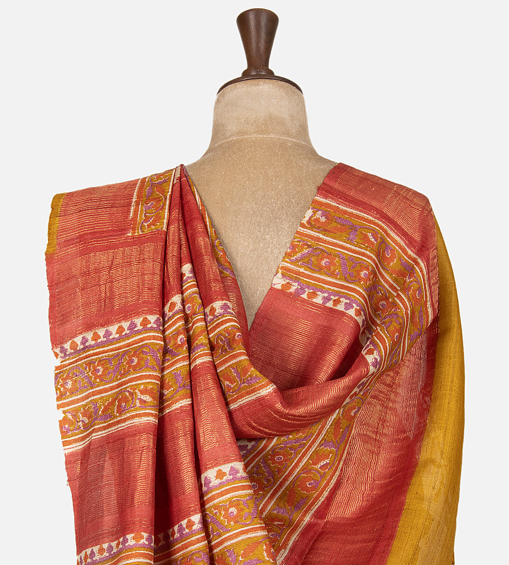 Red Tussar Saree