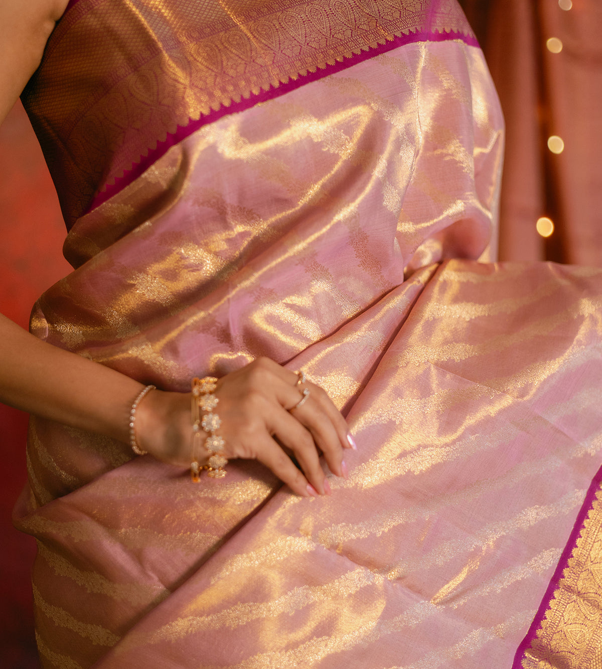 Baby Pink Kanchipuram silk saree