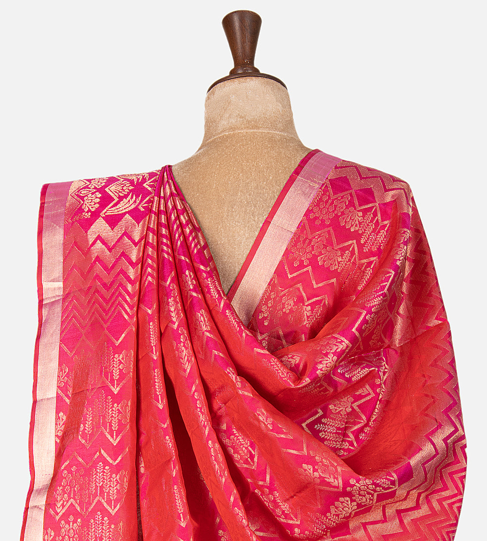 Reddish Pink Soft Silk Saree