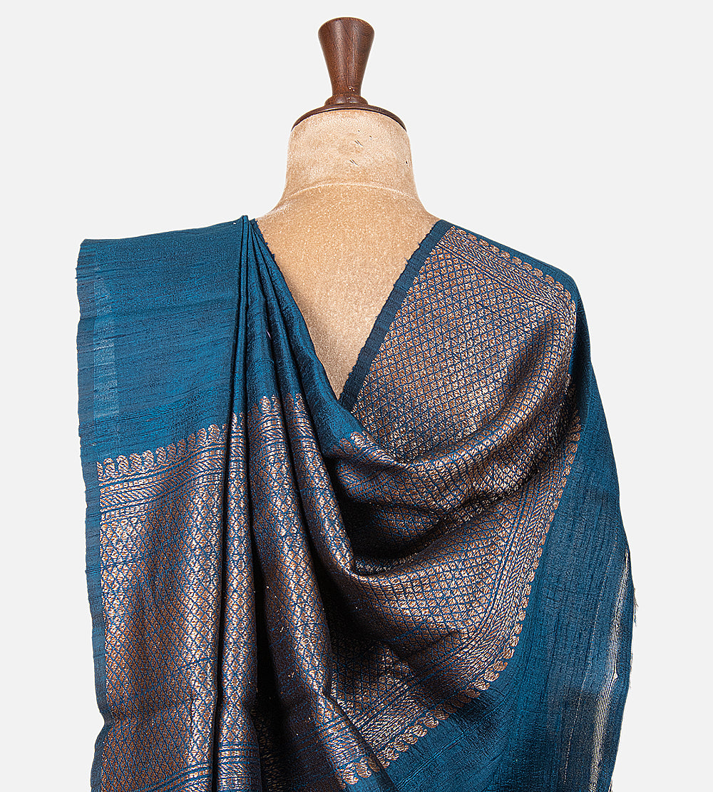 Blue Banarasi Tussar Saree