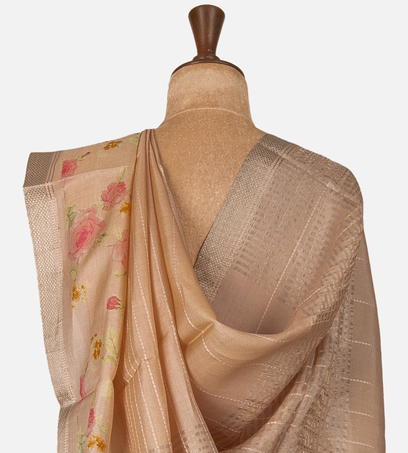 Peach Tussar Saree