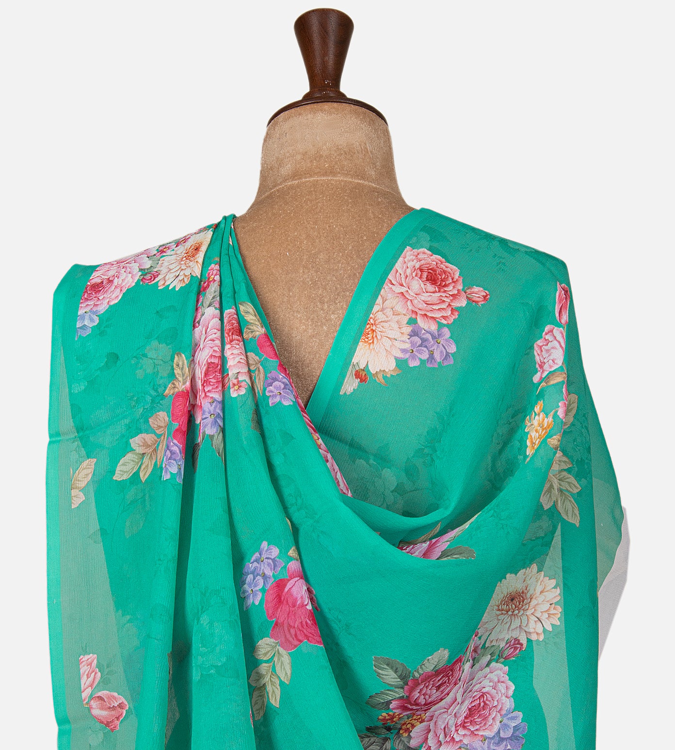 Deep Teal Chiffon Saree
