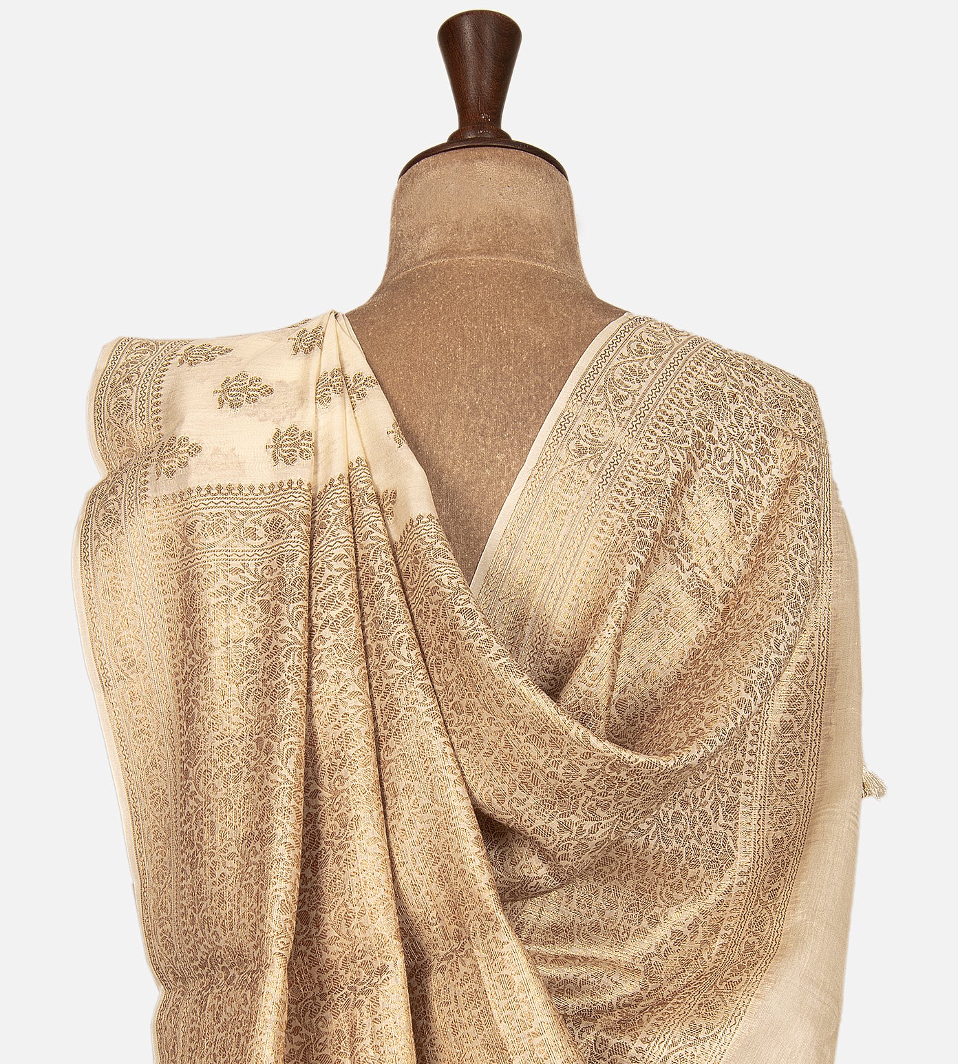 Light Beige Chanderi Cotton Saree