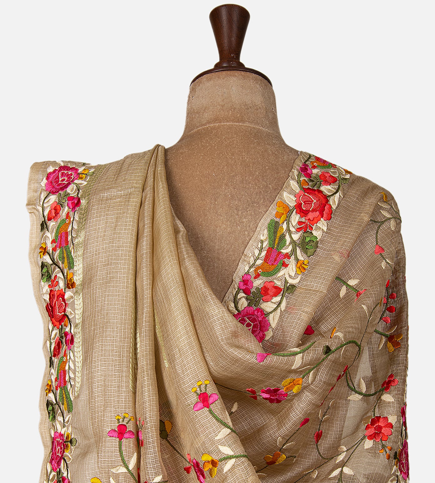Beige Kota Silk Saree