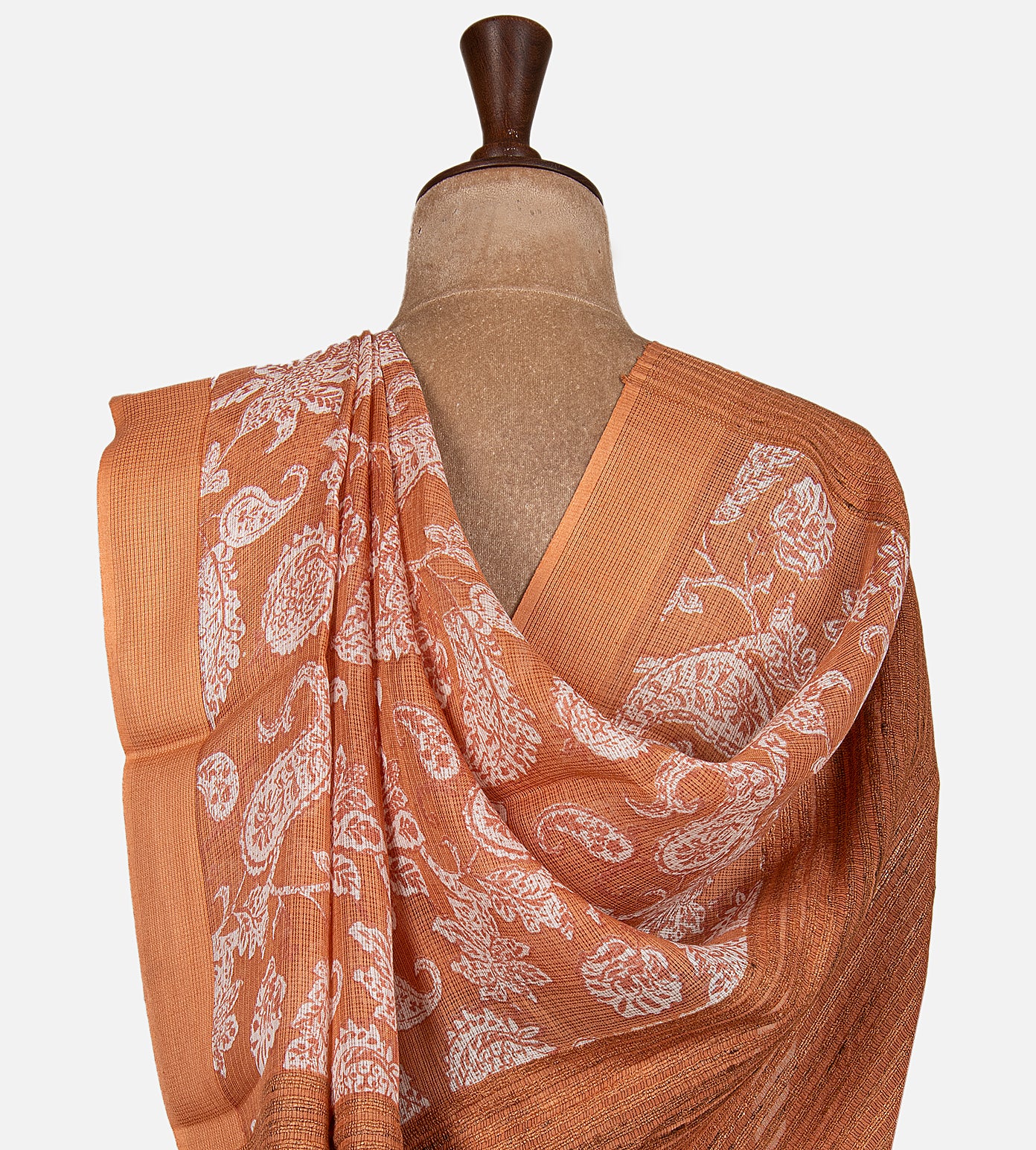 Peach Kota Cotton Saree