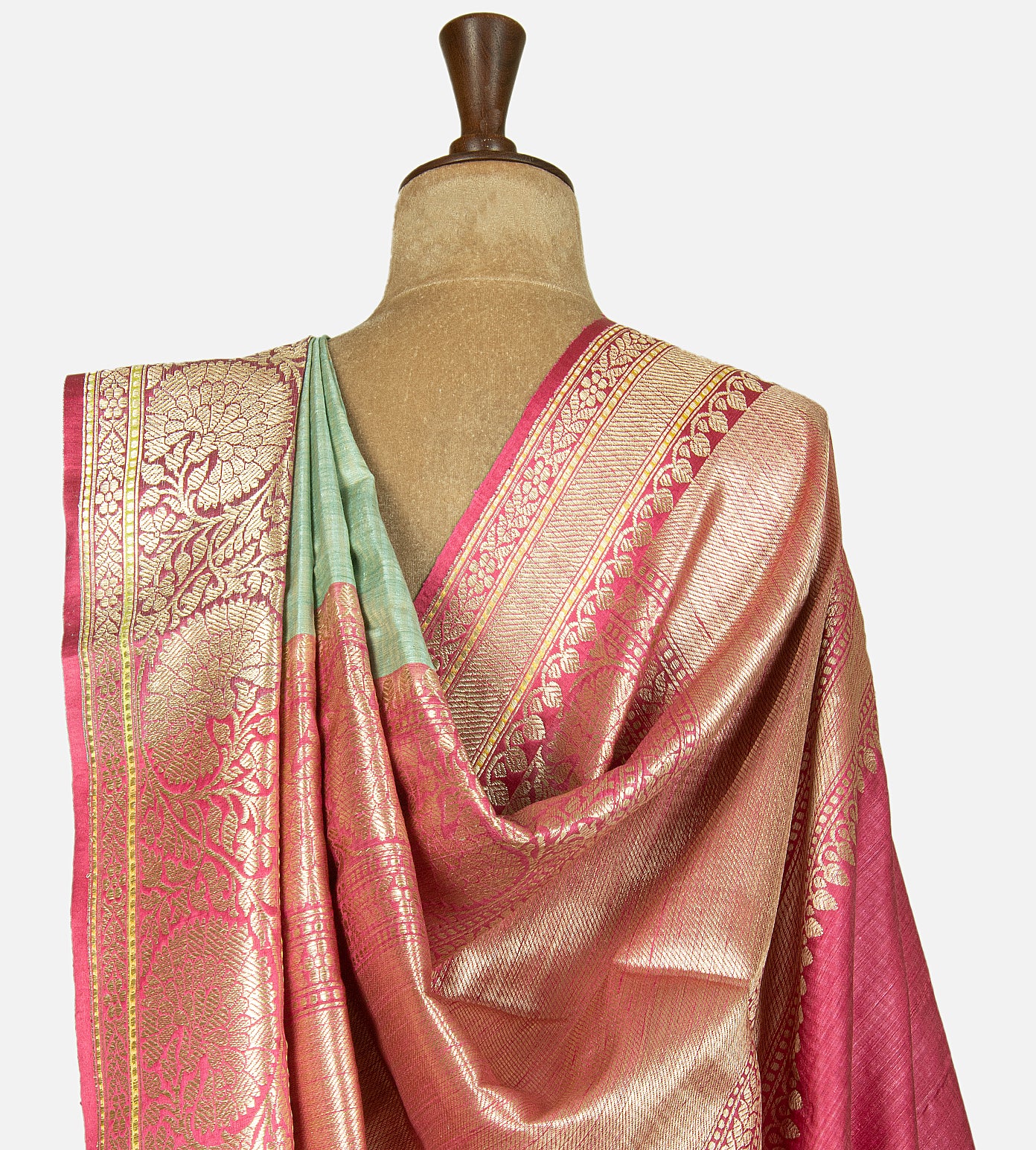Pastel Green Banarasi Tussar Saree