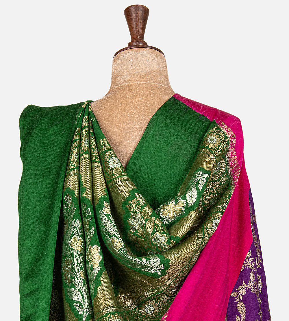 Green Banarasi Tussar Georgette Saree