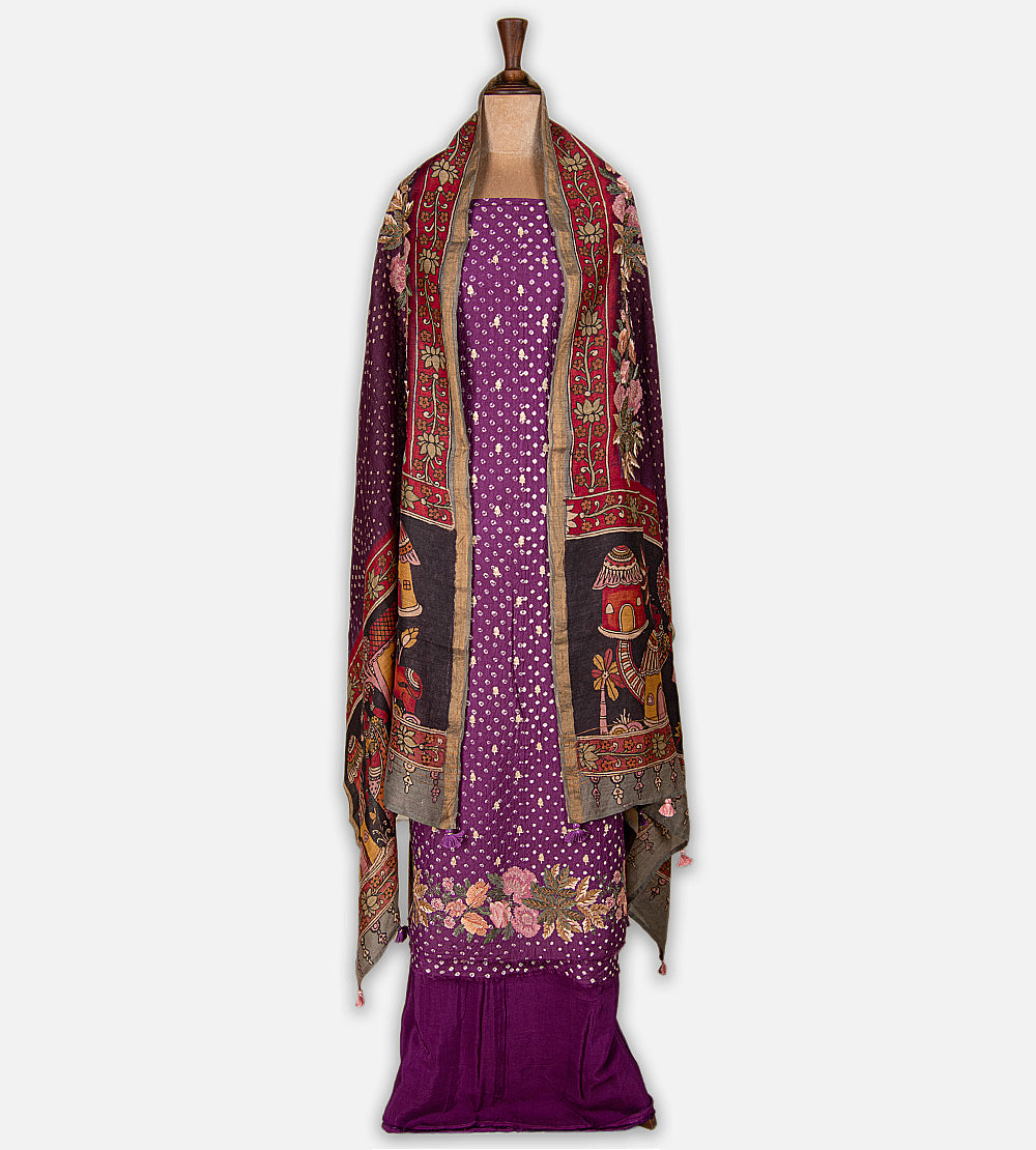 Purple Tussar Bandhani Salwar