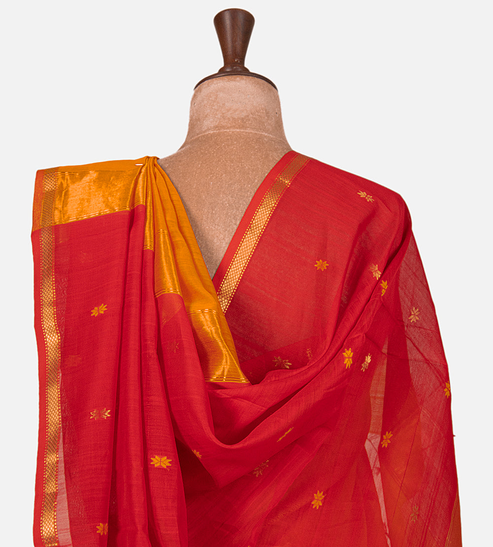 Yellow Maheshwari Cotton Saree
