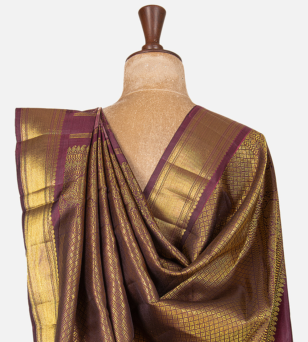 Light Peach Kanchipuram Silk Saree