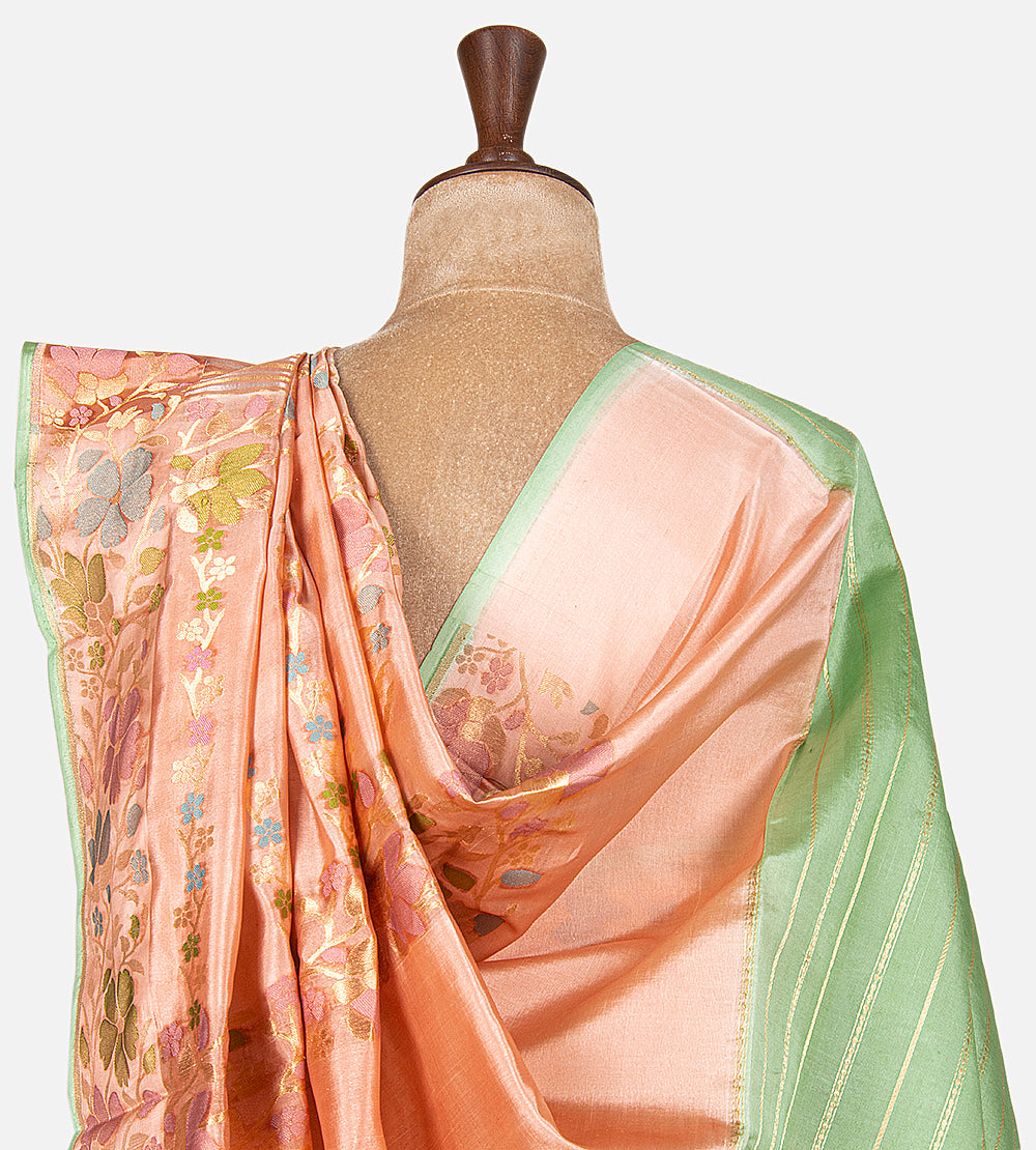 Peach Organza Saree