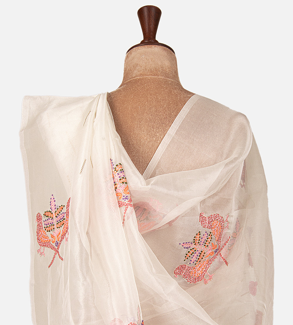 Off-White Organza Saree
