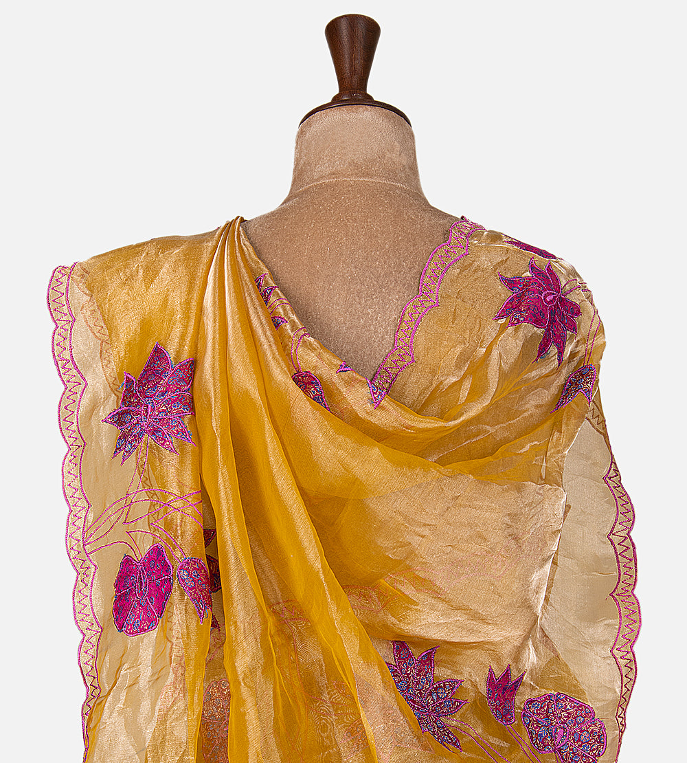 Yellow Tissue Organza Saree