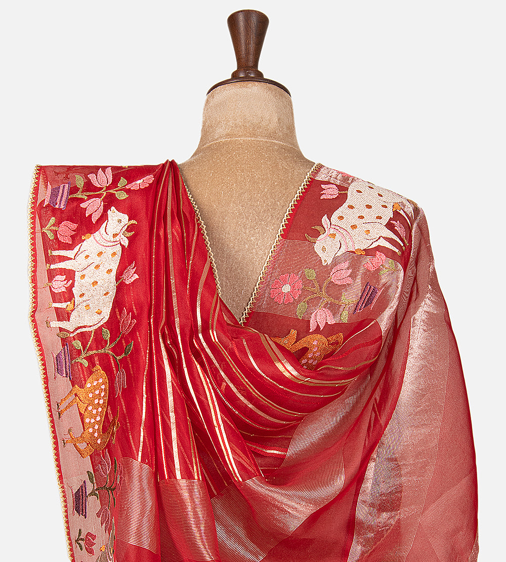 Red Organza Saree