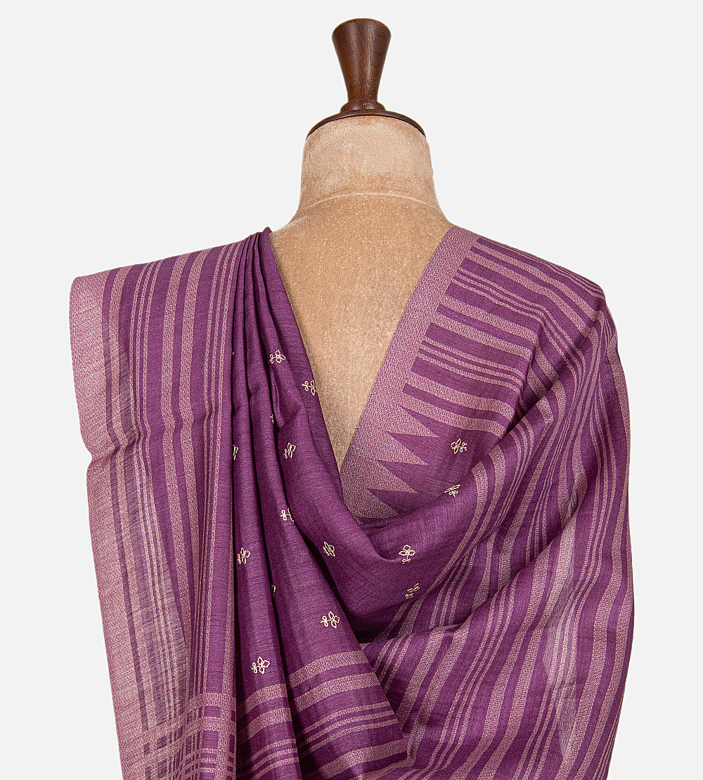 Purple Moonga Tussar Saree