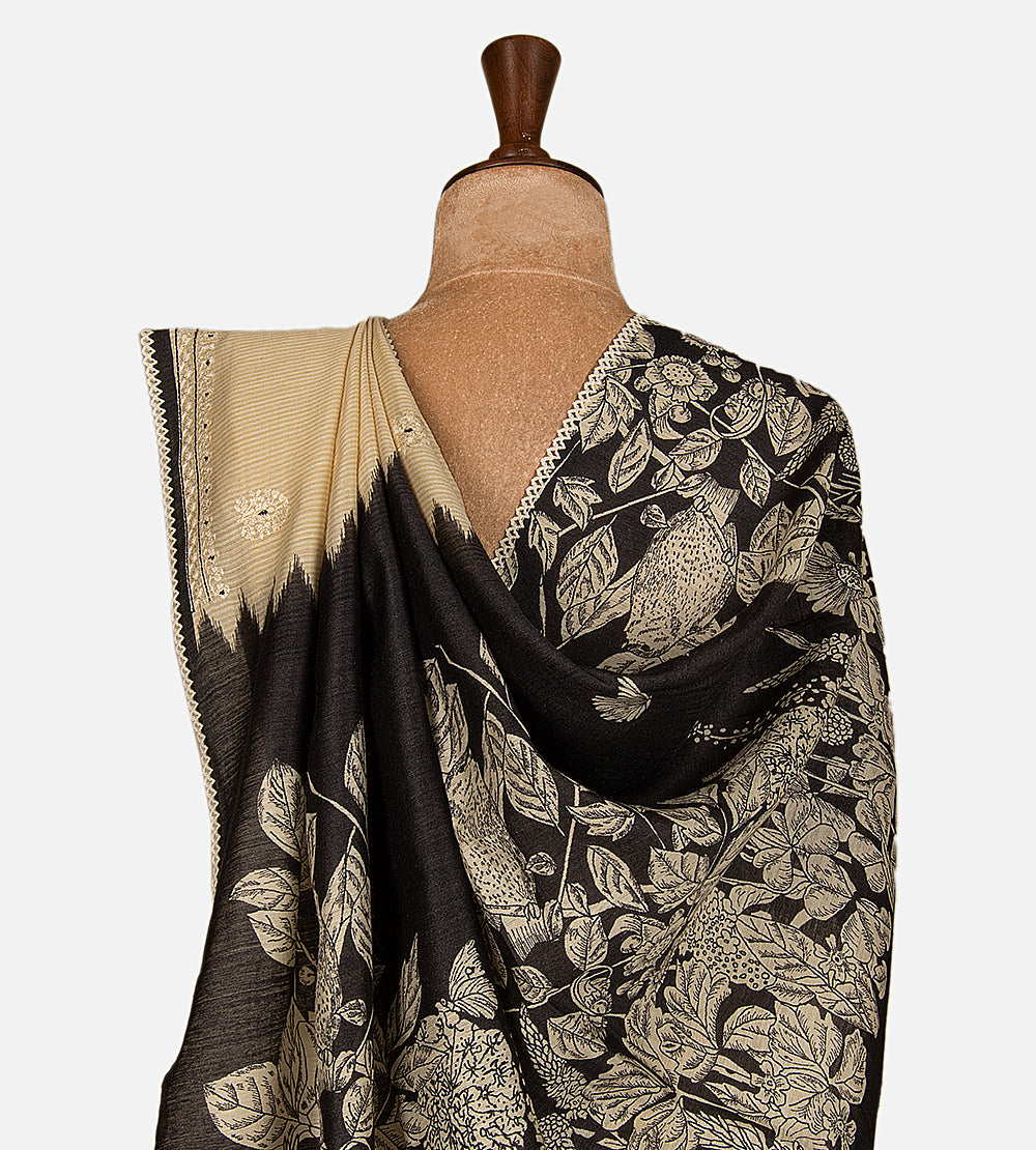 Beige Moonga Tussar Saree