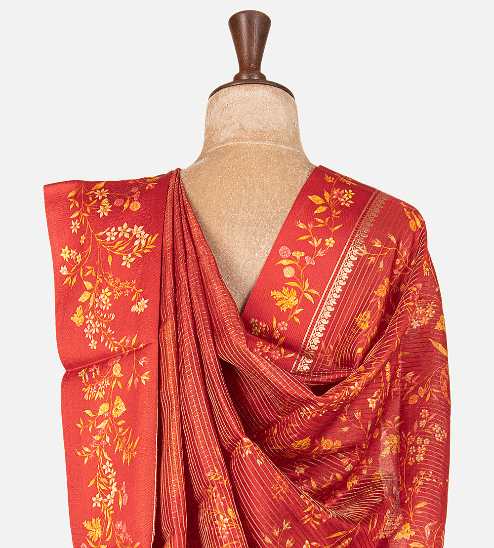 Red Tussar Kota Saree
