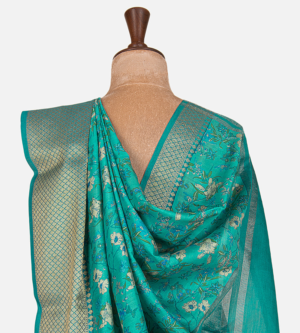 Deep Teal Chaniya Silk Saree