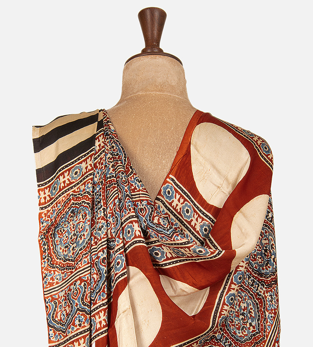 Black and Light Beige Modal Silk Saree