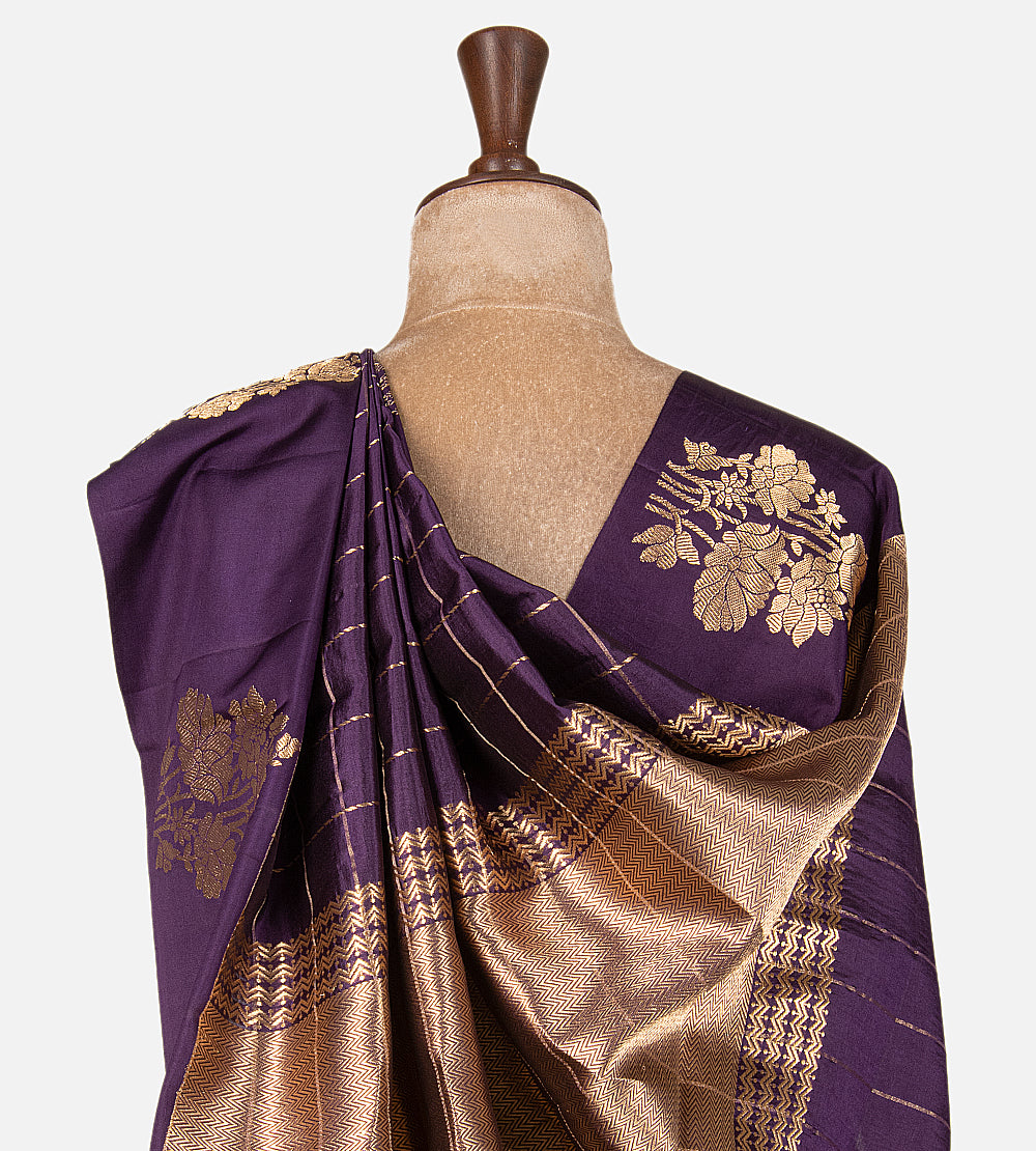 Purple Banarasi Kattan Silk Saree