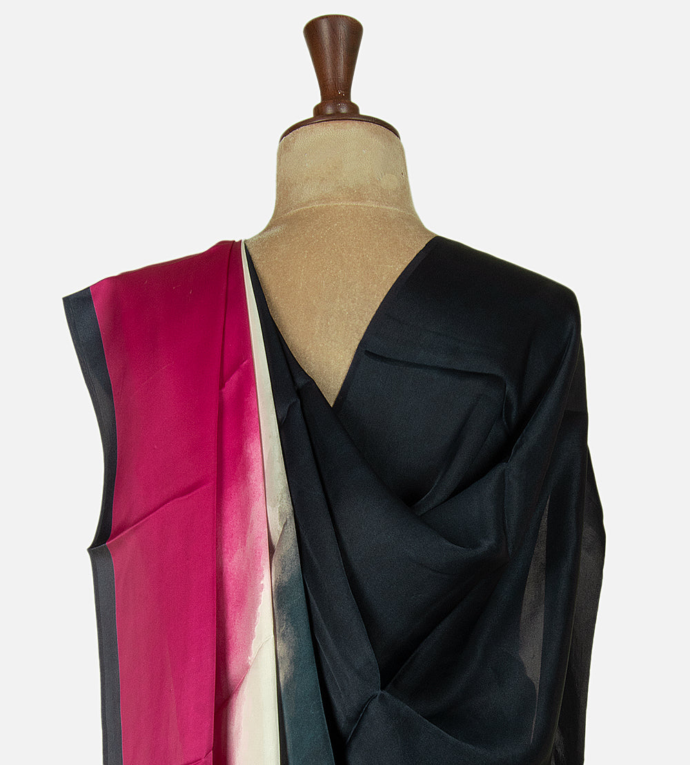 Multicolour Satin Crepe Saree
