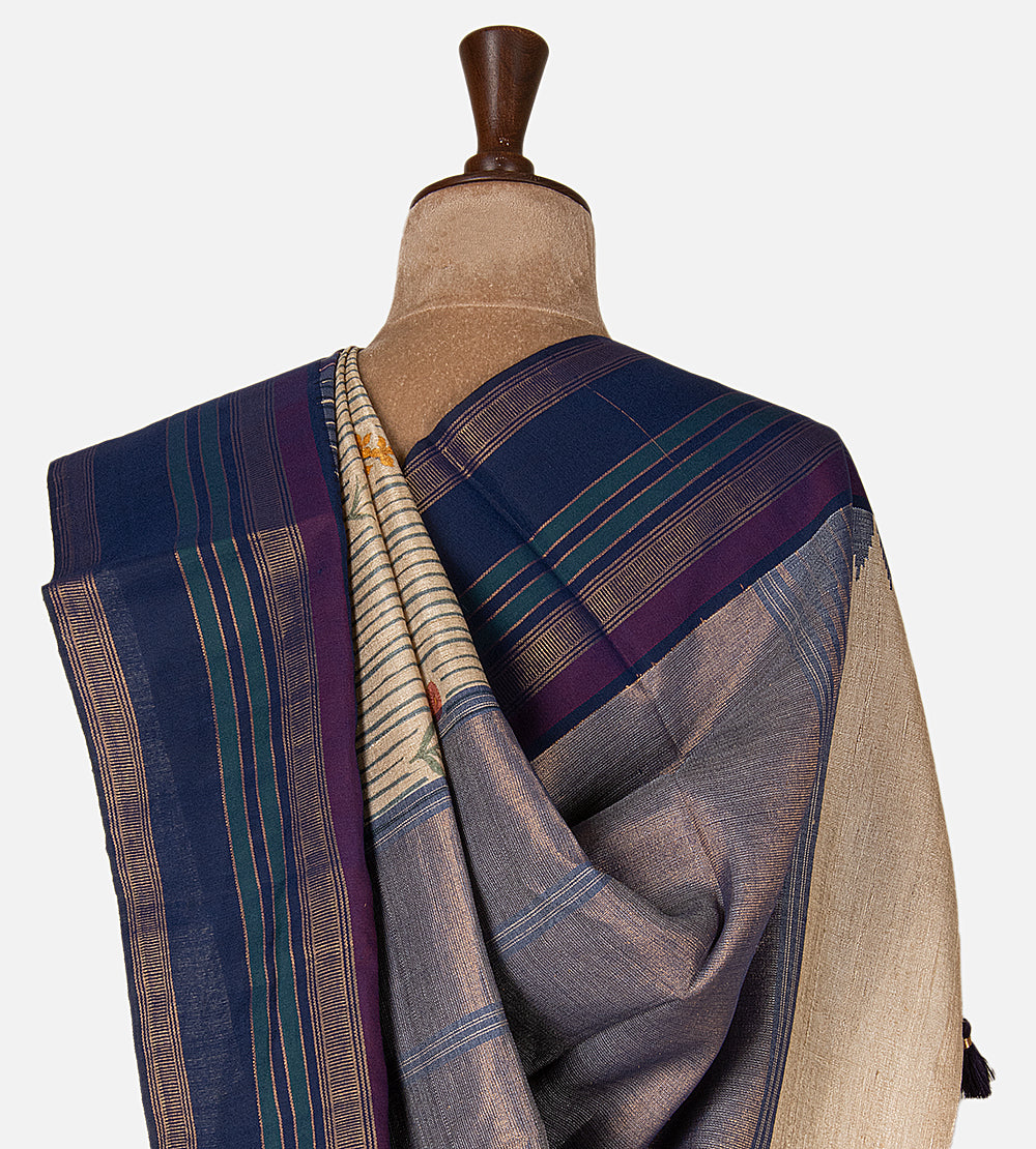 Off-White Tussar Saree