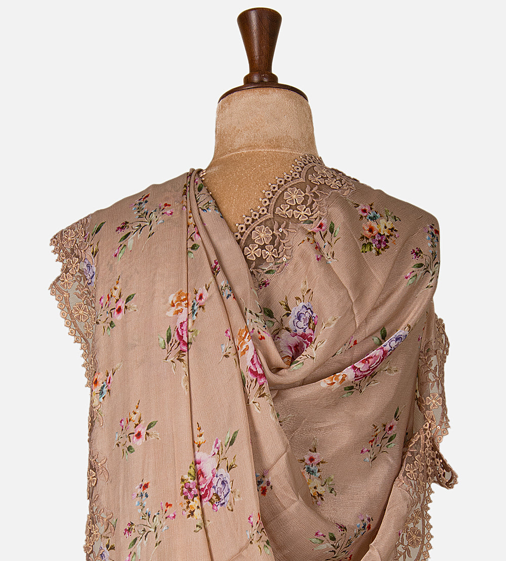 Muted Blush Beige Chiffon Saree
