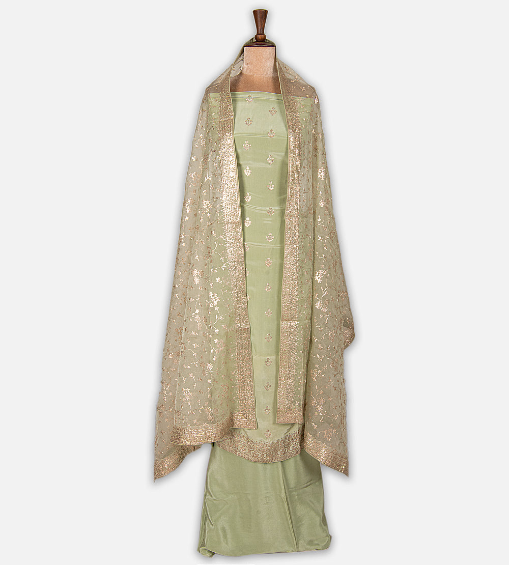 Pastel Green Banarasi Crepe Salwar