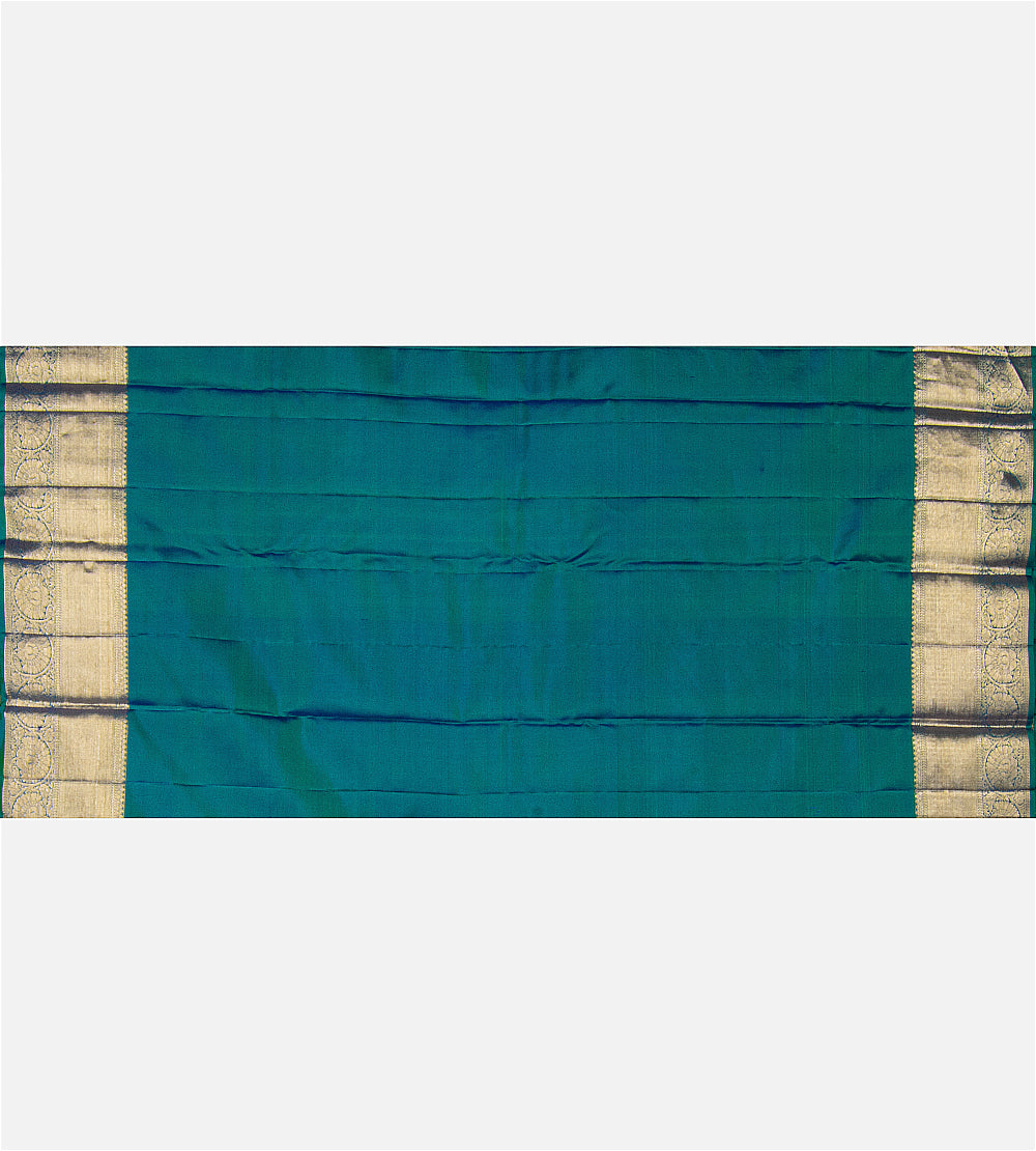 Peacock Blue Kanchipuram Silk Saree