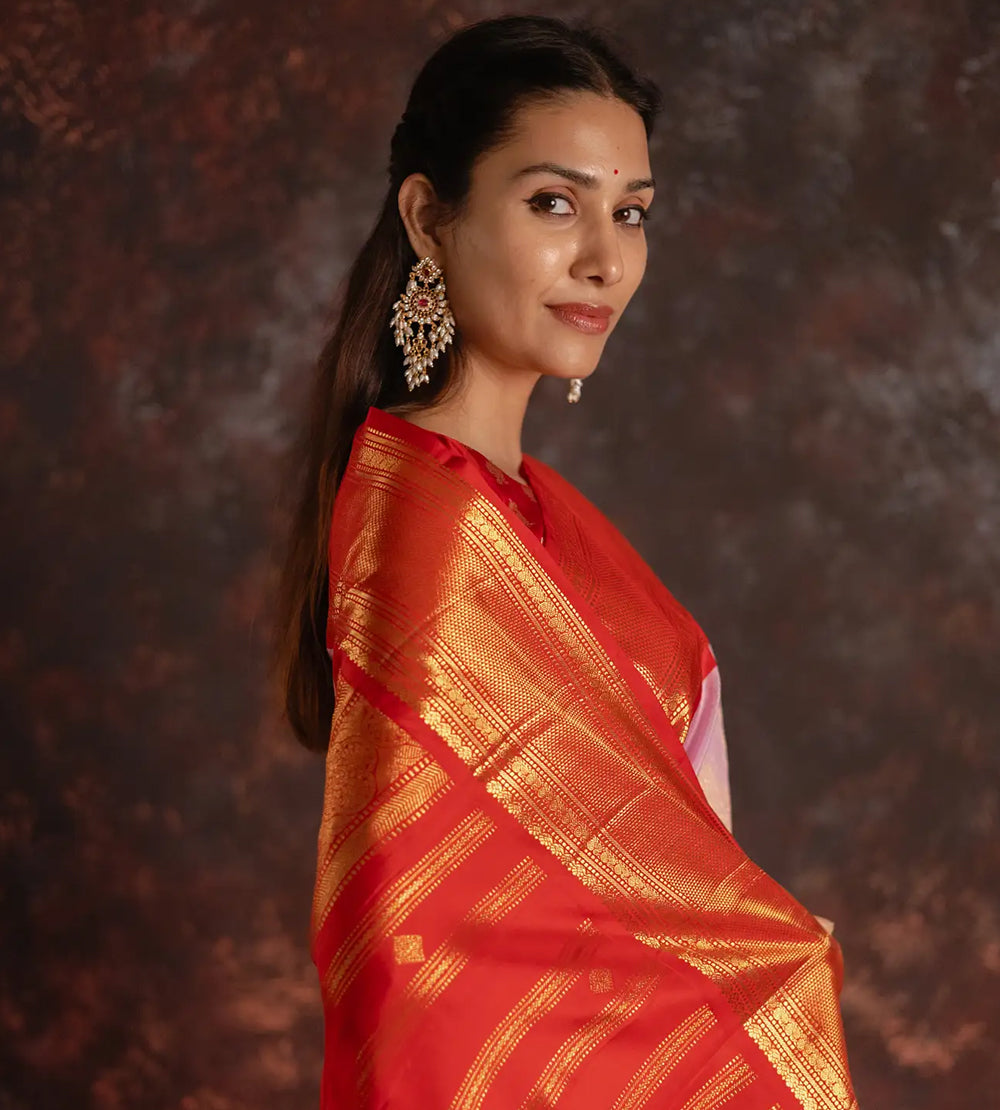 Pink Kanchipuram Silk Saree
