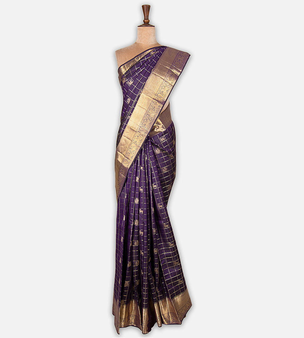 Purple Kanchipuram Silk Saree