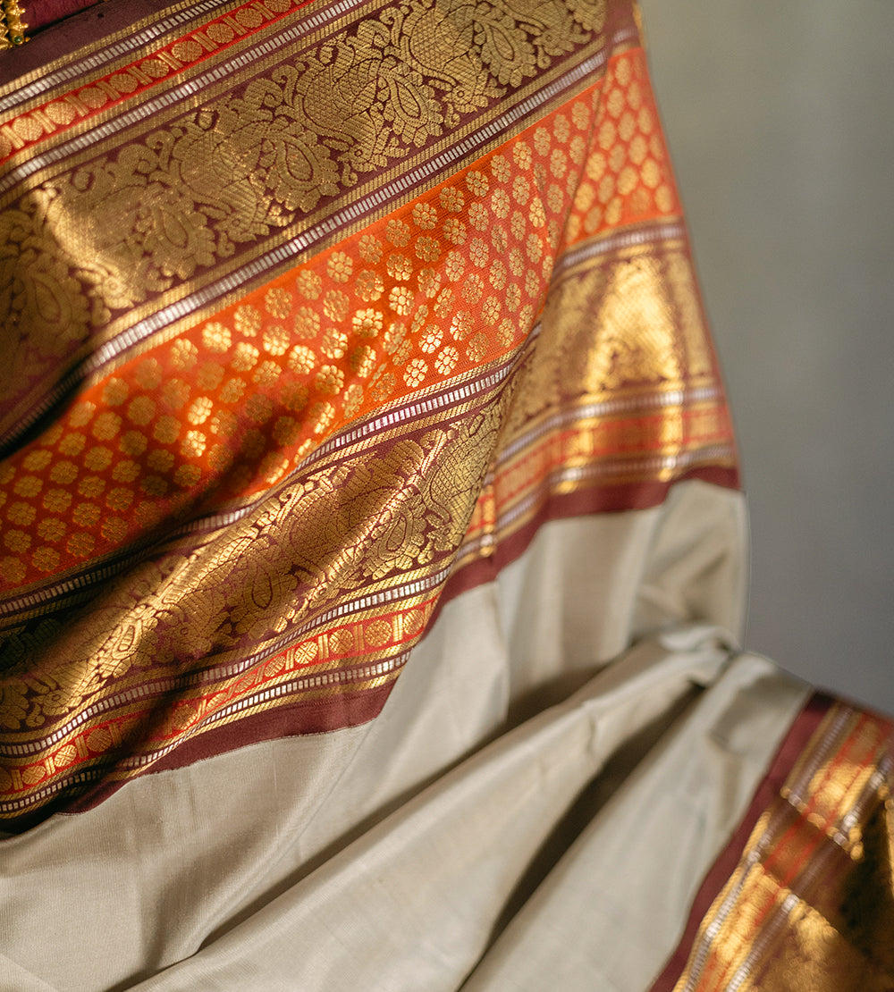 Grey Kanchipuram Silk Saree