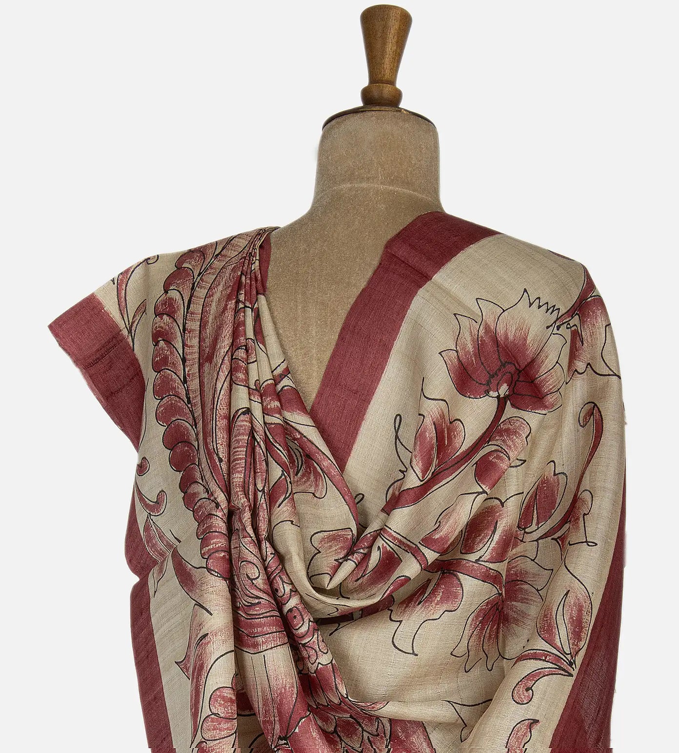Creme Tussar Printed Saree