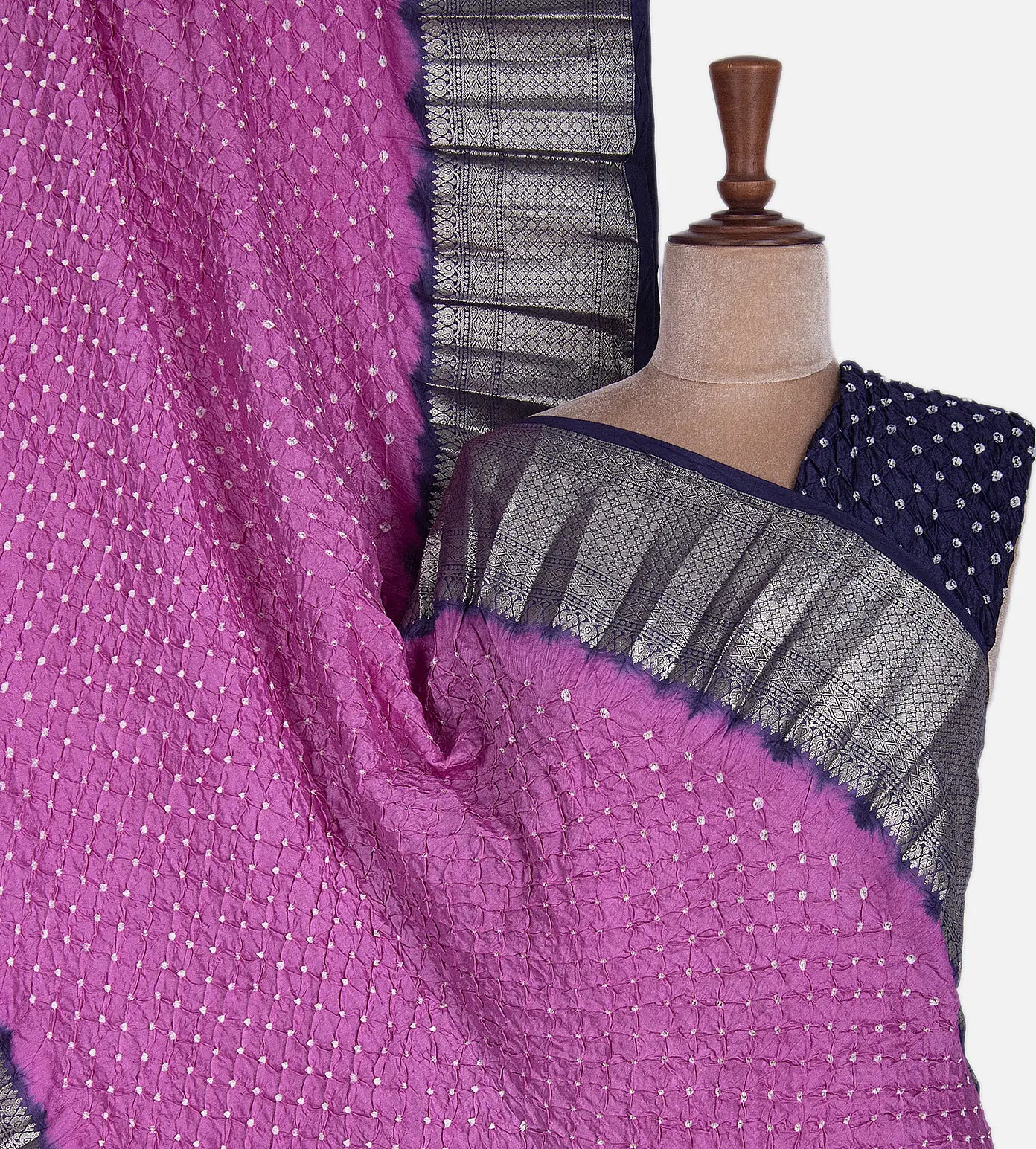 Purple Bandhani Chaniya Silk Saree