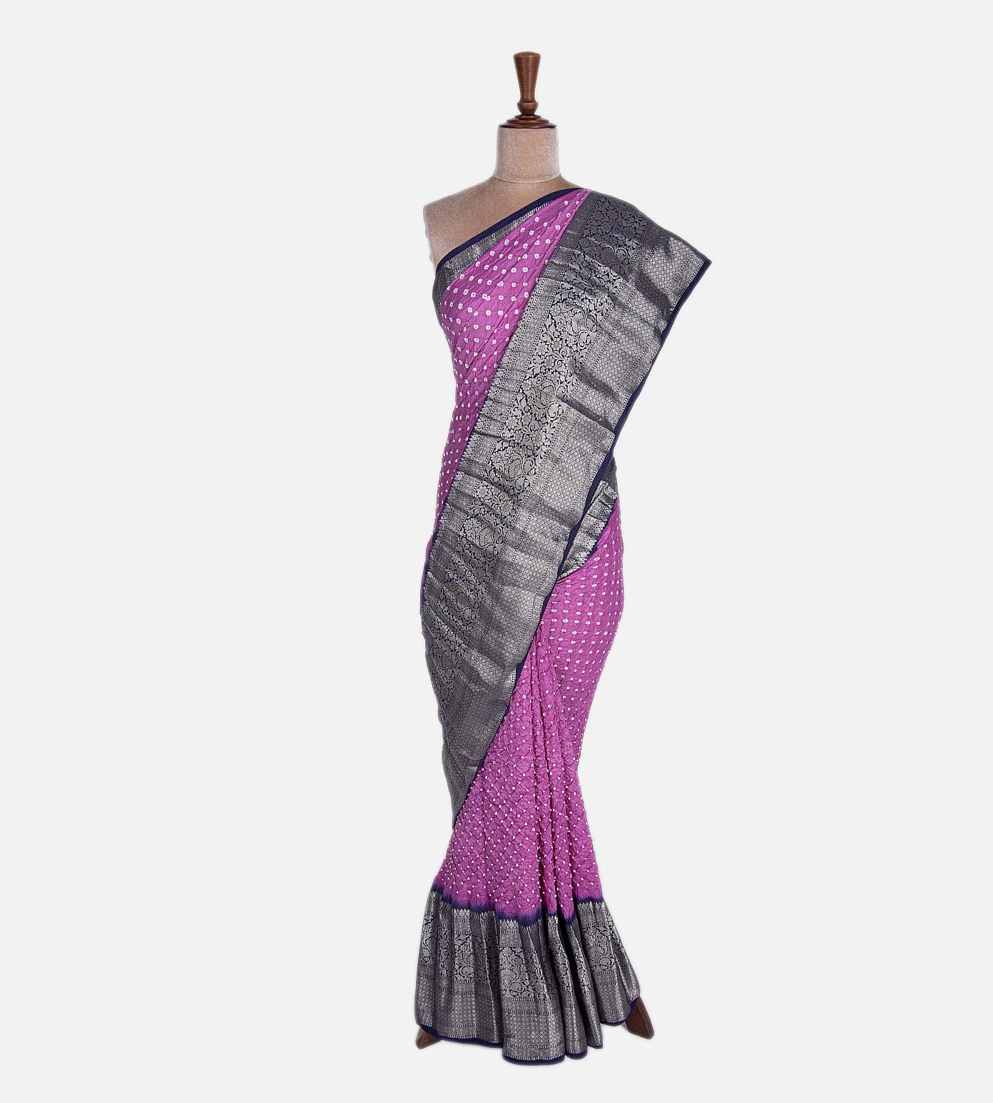 Purple Bandhani Chaniya Silk Saree
