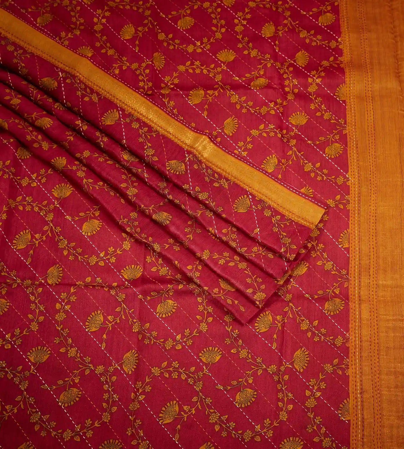 Red Tussar Saree