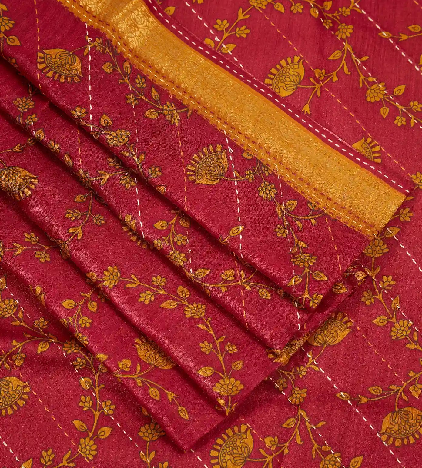 Red Tussar Saree