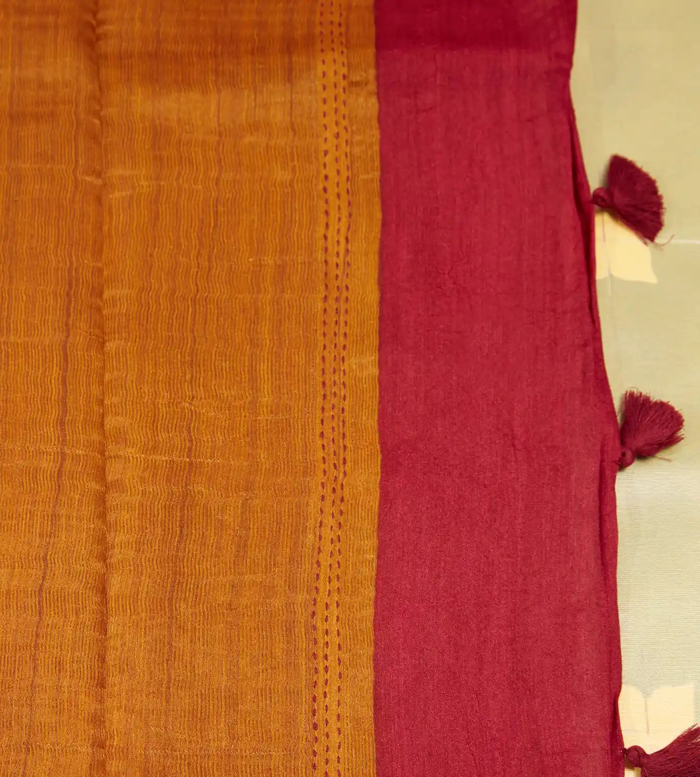 Red Tussar Saree